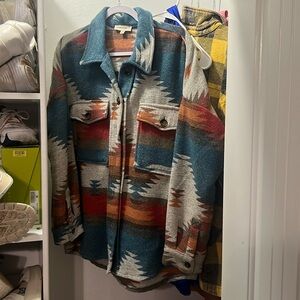 Aztec print wool jacket